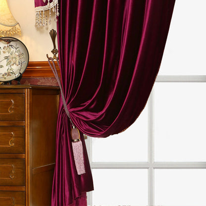 Luxury Festive Velvet Red Bedroom, Living Room, Water Wave Curtains, Wedding Room, Blackout Curtains
