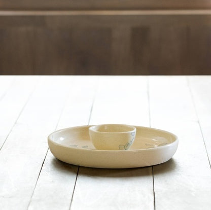 Handcrafted Ceramic Chip And Dip Bowl