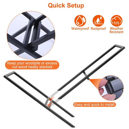 1Pc Firewood Log Rack 220LBS Steel Wood Lumber Storage Stacking Rack X Shape Storage Holder For Fireplace Firepit