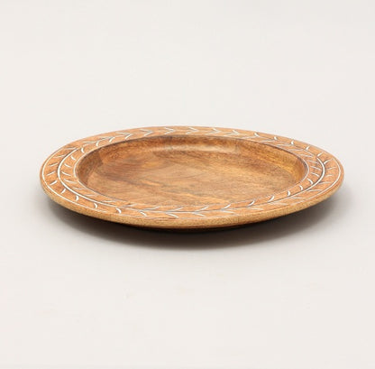 Handcrafted 13inch Wood Charger Plate Wooden Dinning Placemat Artisan Wood Tableware