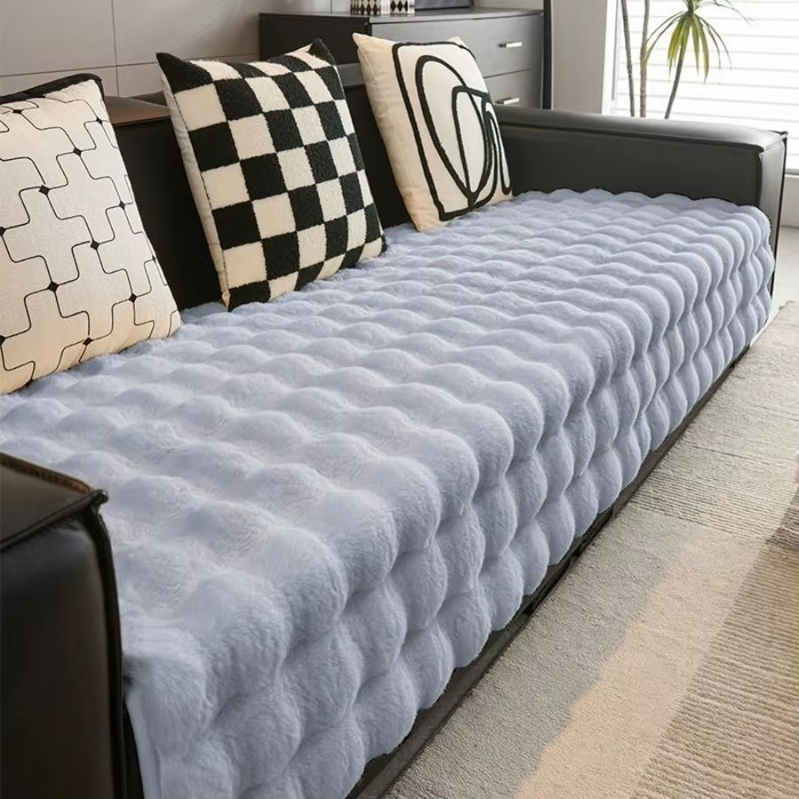 Thicken Imitation Rabbit Fur Plush Sofa Slipcover Non-Slip Soft Sofa Towel Couch Cushion Cover for Living Room Modern Home Decor