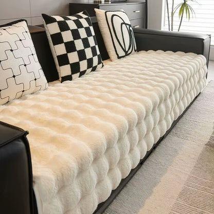 Thicken Imitation Rabbit Fur Plush Sofa Slipcover Non-Slip Soft Sofa Towel Couch Cushion Cover for Living Room Modern Home Decor