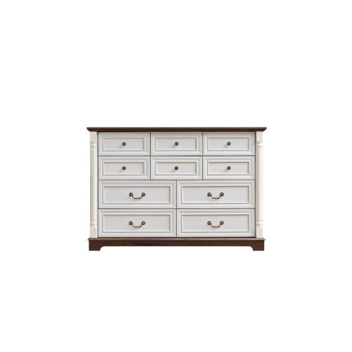 10 Drawer Dresser Chest For Bedroom With Wooden Base And Riser Trim, Wooden Rustic Rustic Chest Of Drawers, Storage Dresser For Bedroom, Living Room