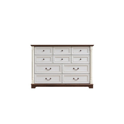 10 Drawer Dresser Chest For Bedroom With Wooden Base And Riser Trim, Wooden Rustic Rustic Chest Of Drawers, Storage Dresser For Bedroom, Living Room